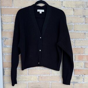 Michael Kors Black Cotton Knit Cardigan